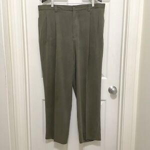 Tommy Bahama Men's 100%‎ Silk Pants Relaxed Fit Pleated Olive Green Size 40X29